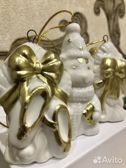 Фарфоровые елочные игрушки (тигренок и пуанты)