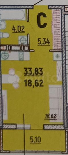Квартира-студия, 33,8 м², 6/12 эт.