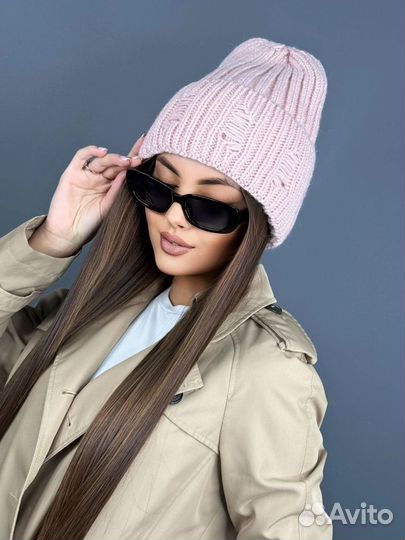 Шапка женская вязаная модная теплая