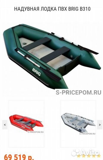 Моторная лодка пвх brig 310 Ткань mirasol1100 г/м2