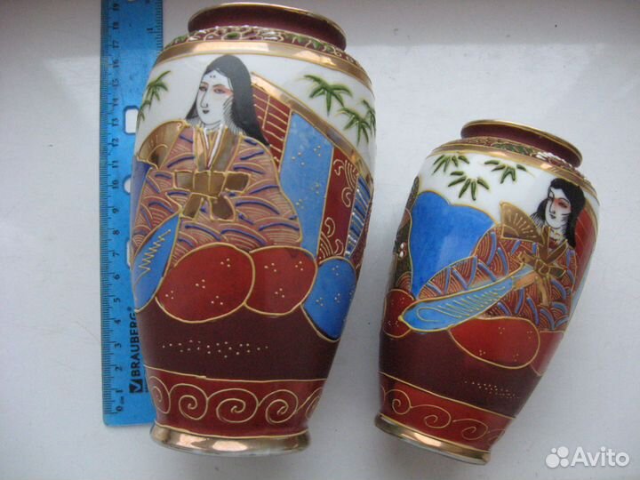 Японские парные вазочки фарфор ручная роспись