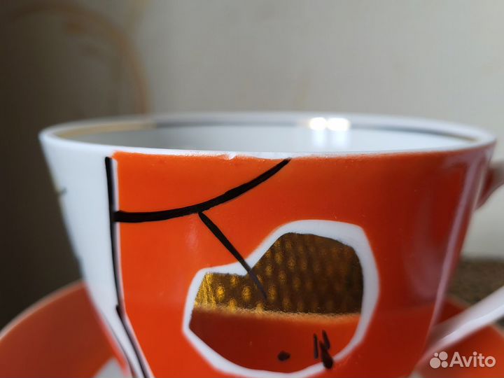 Большая чайная пара чашка гигант СССР Дулево