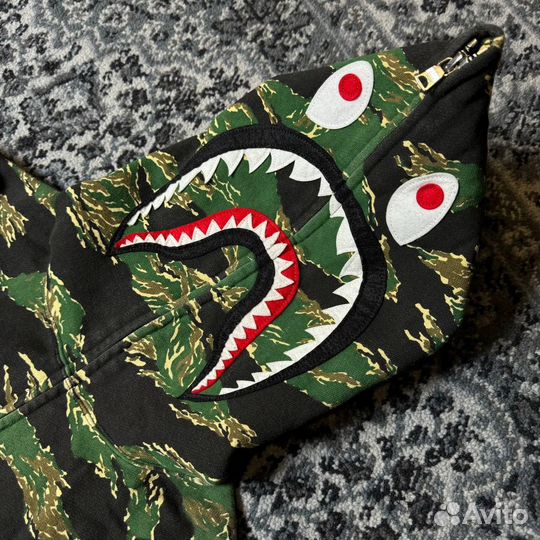 Худи A Bathing Ape Shark Full Zip Hoodie Forest