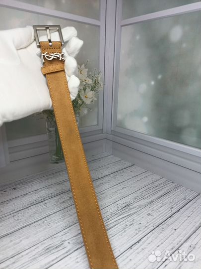 Ремень Ysl женский натуральная замша-кожа люкс