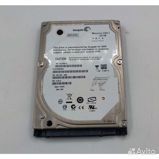 Жесткий диск ST9100828AS, Seagate, 100 Гб, SATA, 3