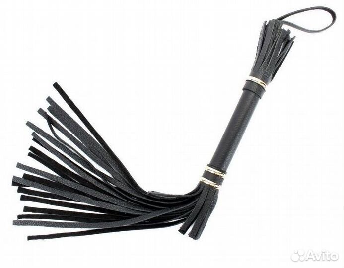 Черная плетка из натуральной кожи - 45 см