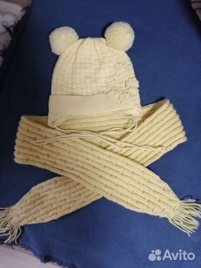 Шапка и шарф для девочки 46-48