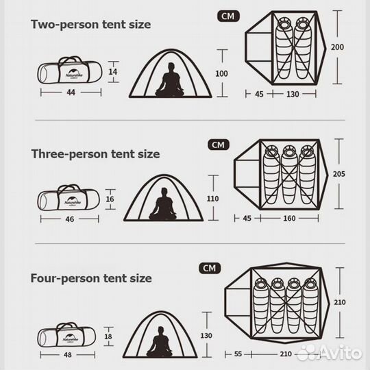Палатка двух, трех, четырехместная Naturehike