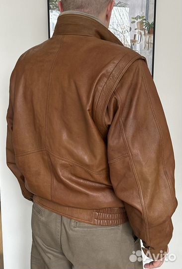 Кожаная куртка бомбер 50-52 б/у