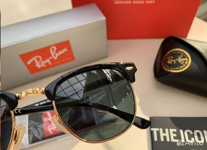 Солнцезащитные очки ray ban clubmaster стекло