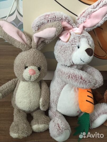 Мягкие игрушки, зайчик,Собака,лев кенгуру