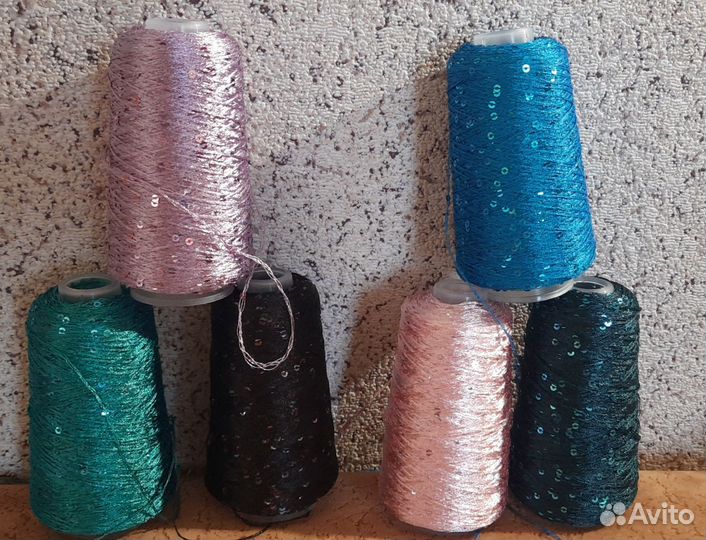 Пряжа нитки для вязания с паетками