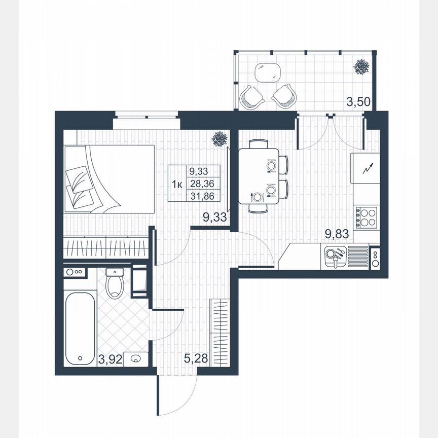 1-к. квартира, 30,1 м², 8/8 эт.