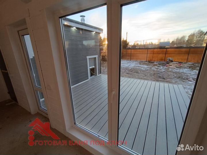 Модульная баня с террасой
