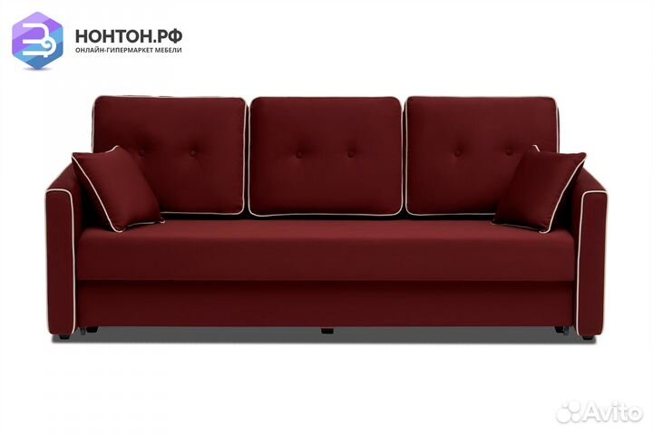Диван еврокнижка Леон 3-х местный бордовый