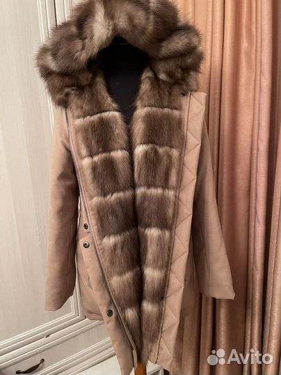Парка с мехом куницы кашемир loro piana
