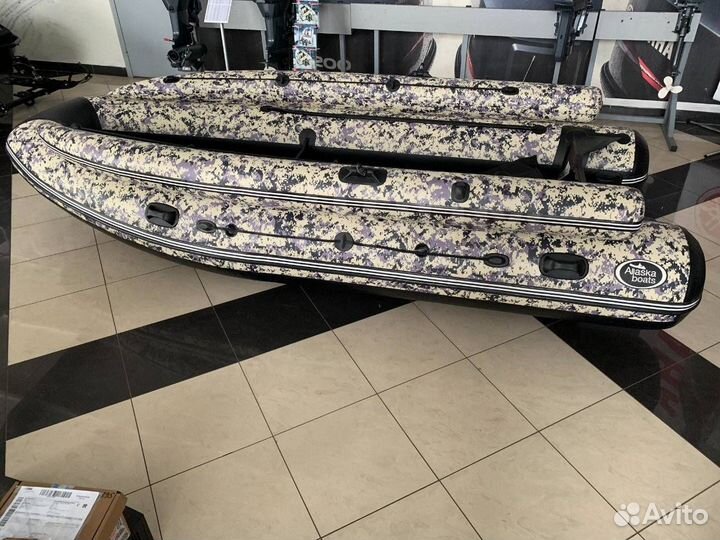 Лодка пвх allaska-390 drive LUX камуфляж (серый)