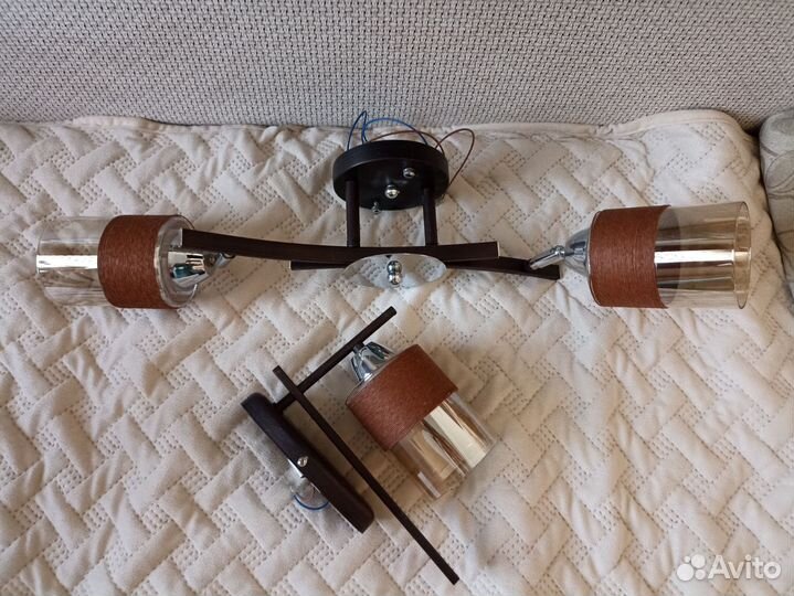 Комплект люстра потолочная и светильник настенный