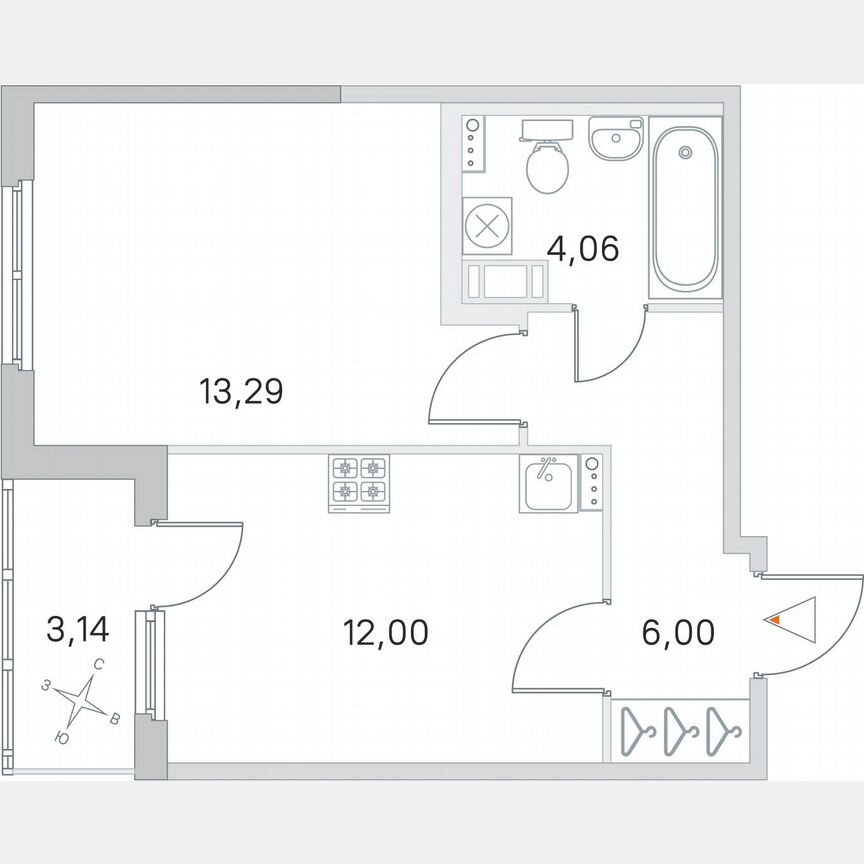 1-к. квартира, 36,9 м², 2/4 эт.