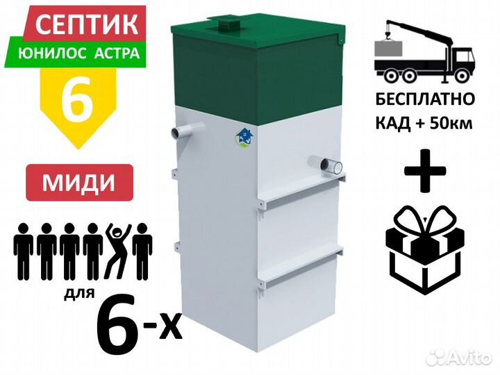 Септик Юнилос Астра 6 миди самотечная с доставкой