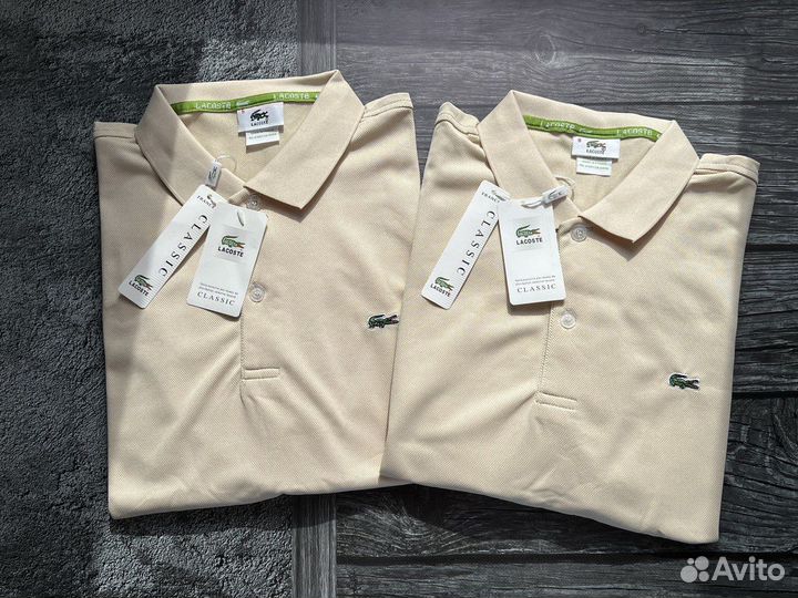 Поло Lacoste бежевое 48,50,52,54,56