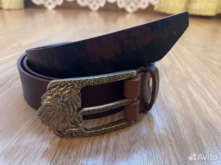 Ремень с литой латунной пряжкой 