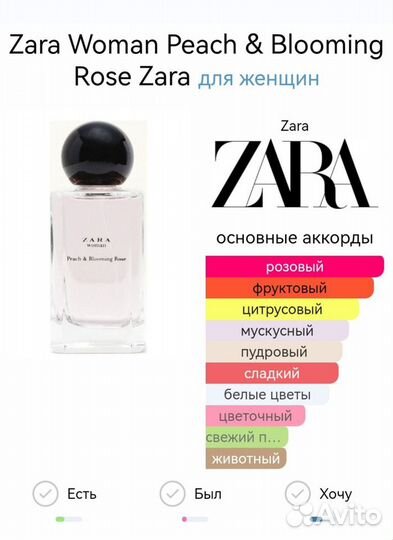 Парфюм Zara Woman Peach Blooming Rose отправлю