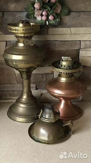 Старинные керосиновые лампы/медь/латунь/Англия