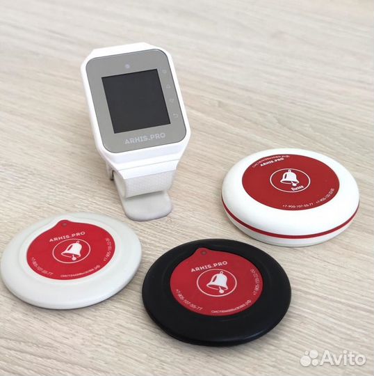 Кнопка вызова официанта Слим в ассортименте, часы