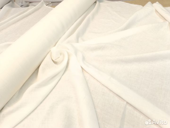 Ткань декоративная Белая полулён Оршанский лён