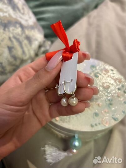 Серьги жемчуг серебро