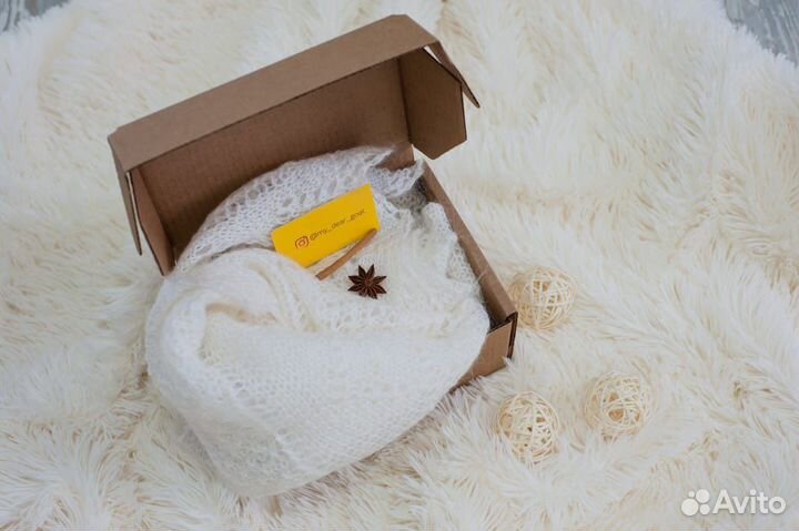 Шаль из козьего пуха/Оренбургский платок 90/90