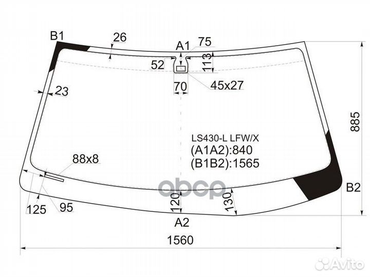 Стекло лобовое (Датчик дождя) Lexus LS430 00-06