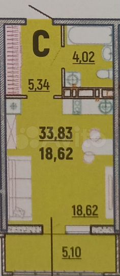 Квартира-студия, 33,8 м², 6/12 эт.