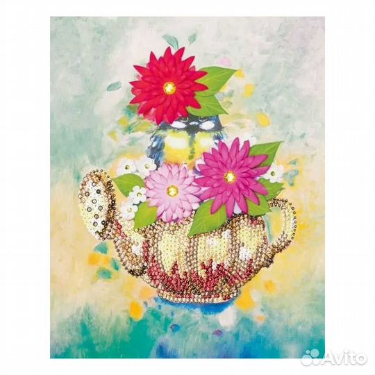 Мозаика из пайеток на холсте Чаепитие Волшебная м