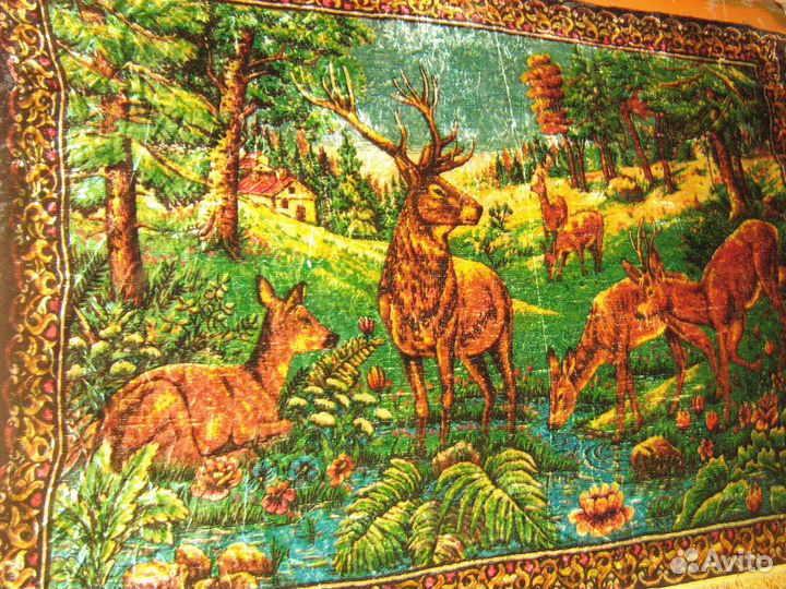 Ковер винтаж животные олени СССР 130x190см люкс