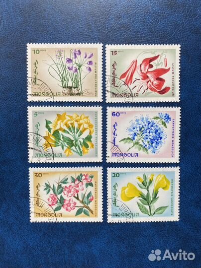 Почтовые марки Монголия цветы