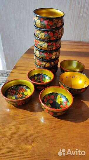Посуда хохлома, разные наборы, рюмки, плошки