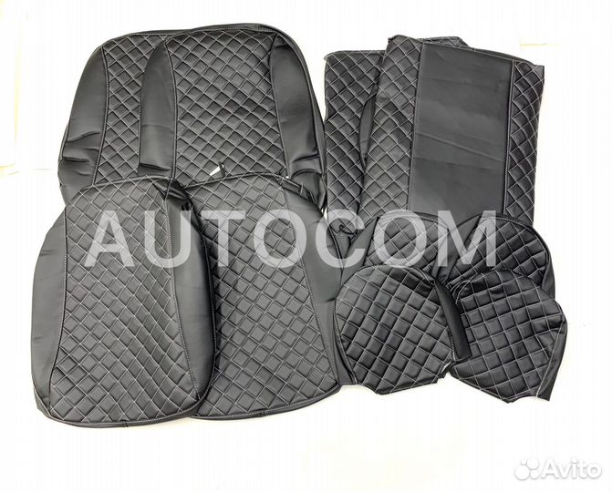 Чехлы сидений 2108-2115 кожа «серая нить»