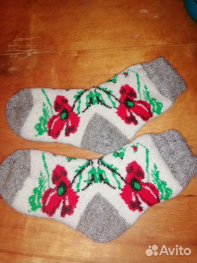 Носки шерстяные вязаные
