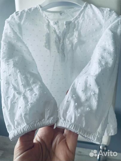 Белая хлопковая блузка на девочку размер 104 4 г