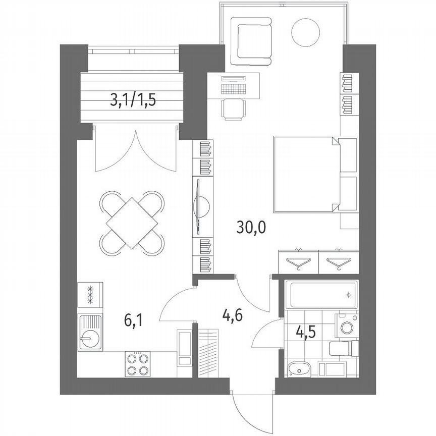 1-к. квартира, 46,8 м², 10/11 эт.