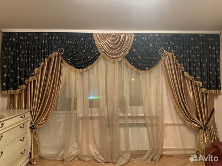 Шторы партьера с ламбрикеном, комплект.Турция