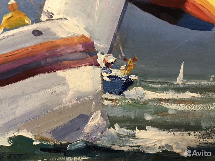 Картина маслом парусники в море
