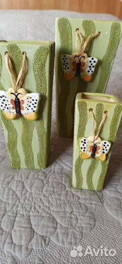 Набор из трёх ваз/кашпо, новый,керамика, Польша