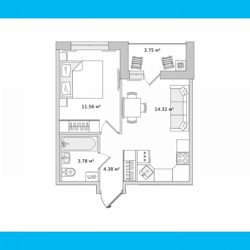 1-к. квартира, 37,8 м², 9/17 эт.