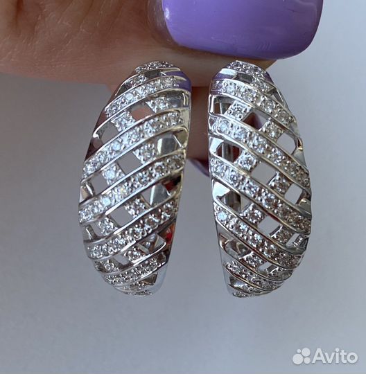 Серьги золотые с бриллиантами белое золото