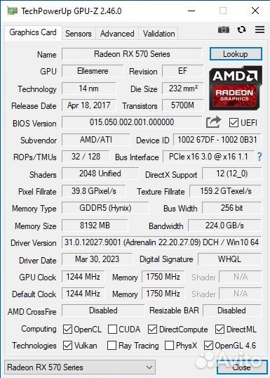 Radeon rx 570 8Gb