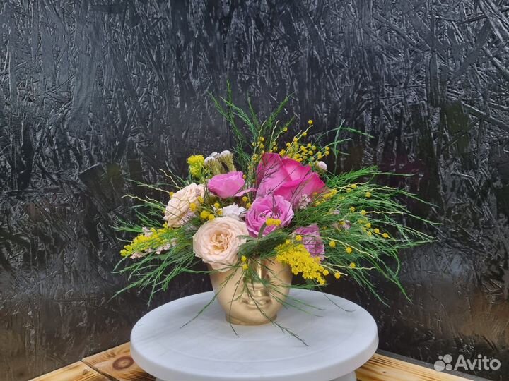 Кашпо гипс горшок подсвечник для свечей голова