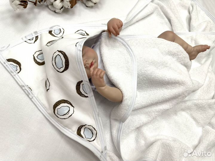 Детское махровое полотенце с муслином 110х110